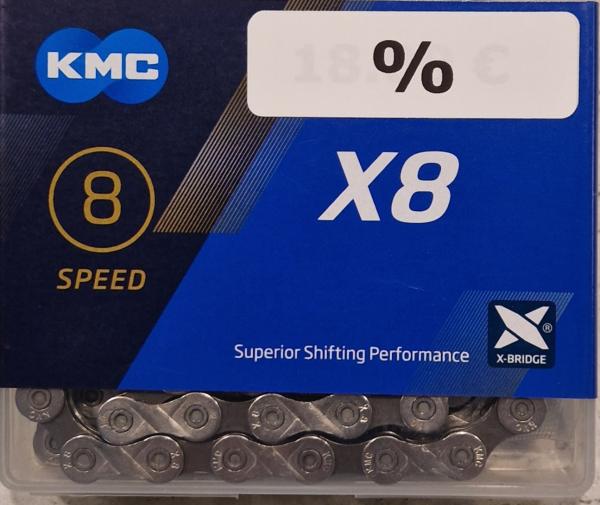 KMC X8 silber/grau 114-Glieder  1/2" x 3/32" für 7 / 8 fach